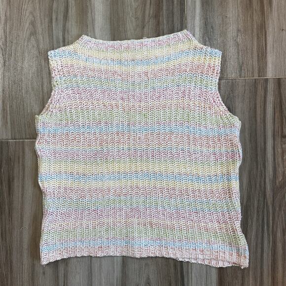 VTG Y2K 90s‎ Crochet Tank Top Multi-color Boho Closed Knit Shirt Hippie festival - Picture 1 of 4